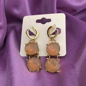 😊Faceted Rose Quartz handmade Huggies Earrings